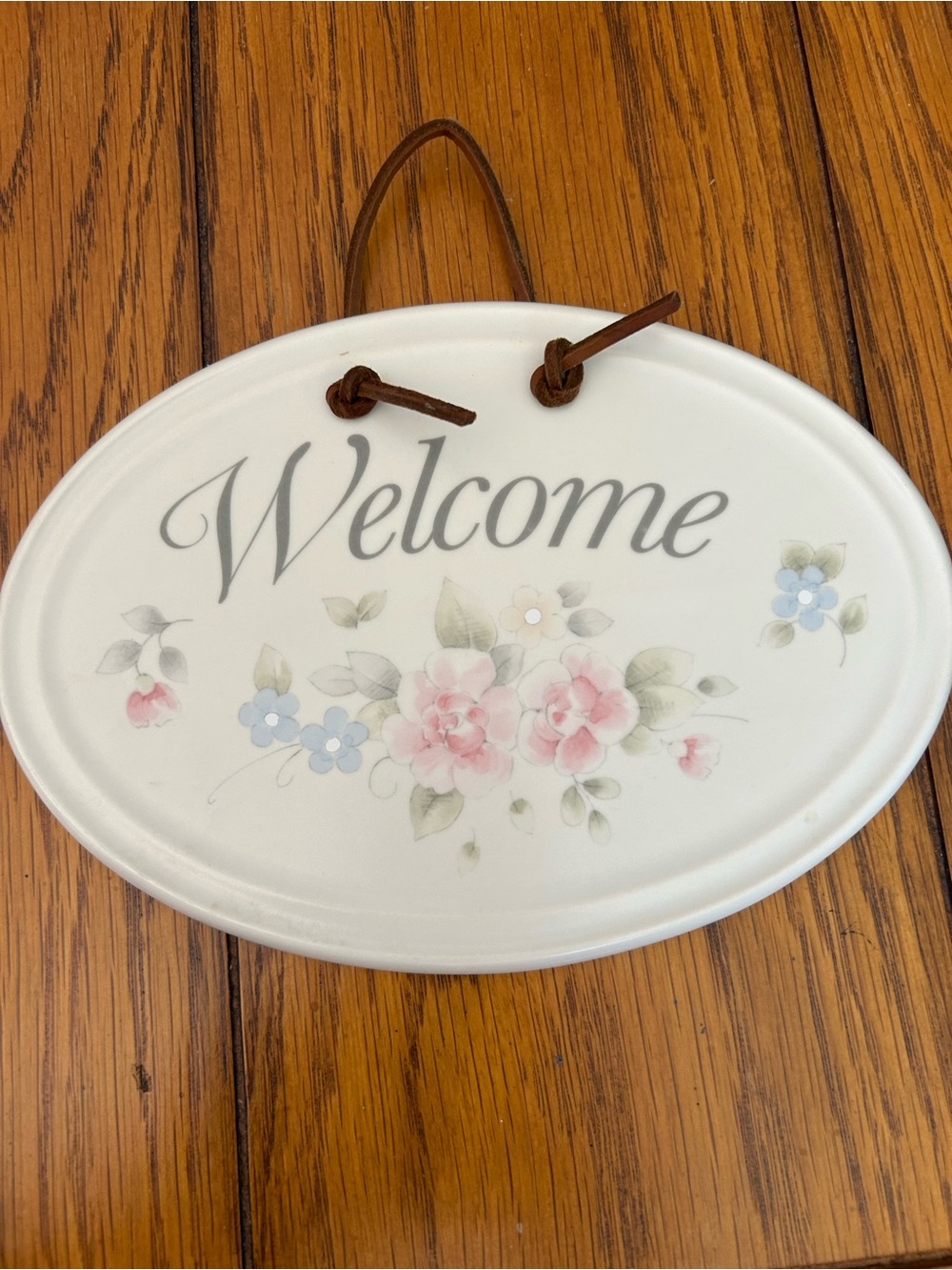 Pfaltzgraff Vintage Tea Rose Wall Plaque with Pink and Blue Flowers